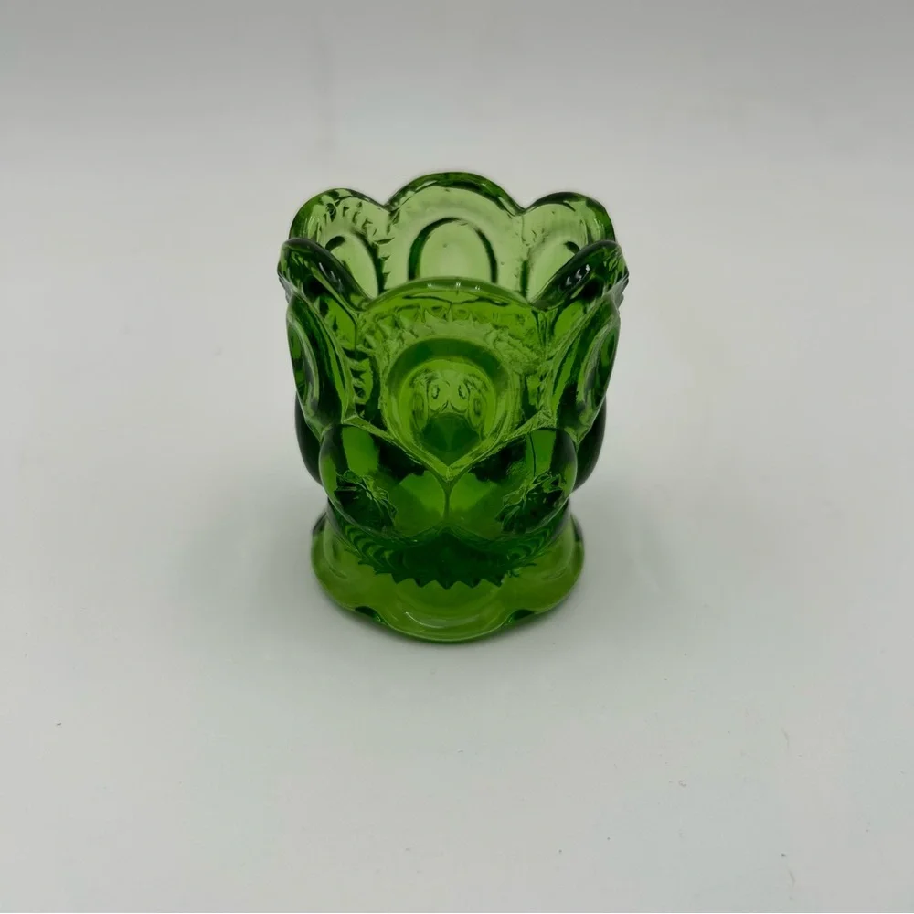 Vintage LE Smith Glass Moon & Stars Toothpick Holders - Green and Blue - Picture 9 of 9